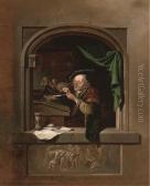 The Schoolmaster Oil Painting by Gerrit Dou