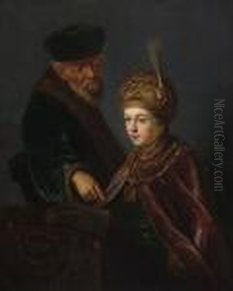 Ruprecht (rupert) Pfalzgraf Bei
 Rhein (1619-82) Und Sein Lehrer. Oil Painting by Gerrit Dou