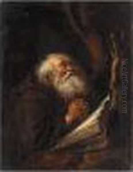 A Monk At Prayer, Possibly St. Jerome Oil Painting by Gerrit Dou