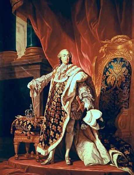 Louis XV in Coronation Robes Oil Painting by Louis Michel van Loo