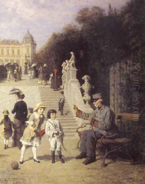 Sunday in the Belvedere Garden (Ein Sonotag im Belvederegarten) Oil Painting by Wilhelm Leopolski