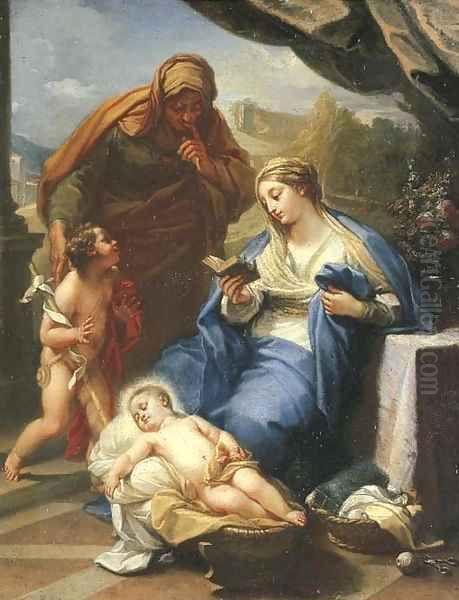 The Madonna and Child with Saints Elizabeth and John the Baptist Oil Painting by Benedetto Luti