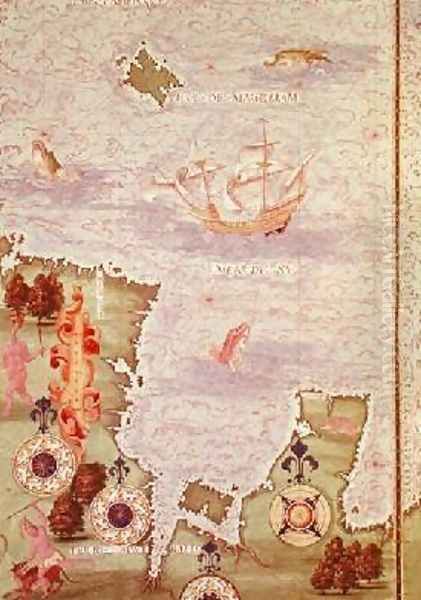 Map of Australia and Magellan Island from Cosmographie Universelle Oil Painting by Guillaume Le Testu