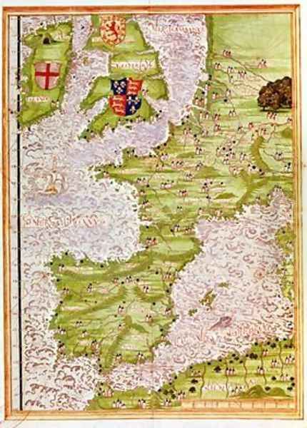 Map of Western Europe Oil Painting by Guillaume Le Testu