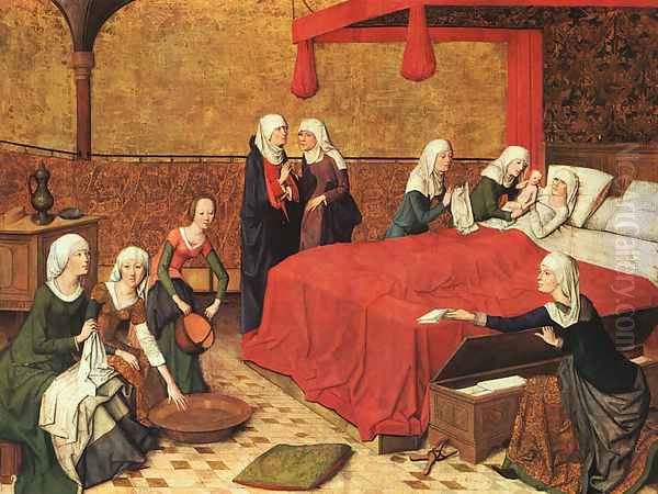 The Birth of Mary c. 1470 Oil Painting by Master of the Life of the Virgin