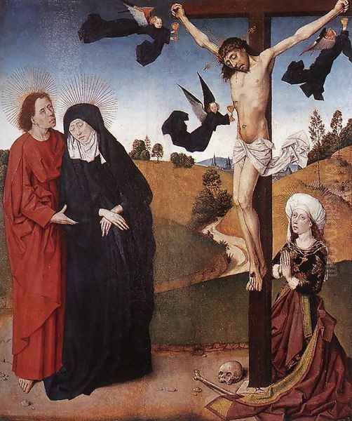 Christ on the Cross with Mary, John and Mary Magdalene Oil Painting by Master of the Life of the Virgin