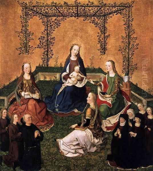 Virgin and Child with Three Saints Oil Painting by Master of the Life of the Virgin