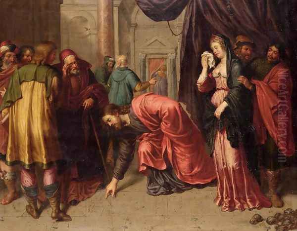 Christ and fhe Adulterous Woman Oil Painting by Pieter van Lint