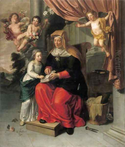 The Education of the Virgin Oil Painting by Pieter van Lint