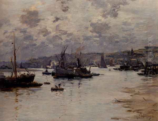 Rochester Harbour, Kent Oil Painting by Fernand Marie Eugene Legout-Gerard