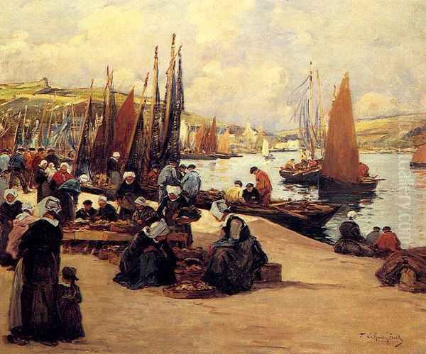 Sur Les Quais Audierne Oil Painting by Fernand Marie Eugene Legout-Gerard