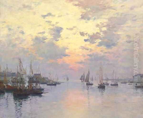 Le port de Concarneau, coucher de soleil Oil Painting by Fernand Marie Eugene Legout-Gerard