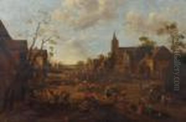 Scene De Village Oil Painting by Joost Cornelisz. Droochsloot