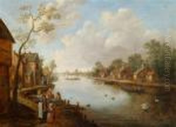 Hollandische Kanallandschaft Oil Painting by Joost Cornelisz. Droochsloot