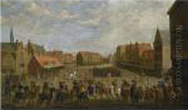 The Disbanding Of The Waardgelders By Prince Maurits On The Neude,utrecht Oil Painting by Joost Cornelisz. Droochsloot