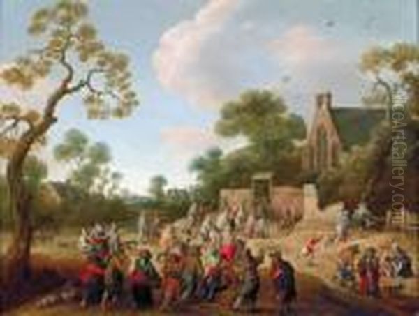 Bauern Auf Dem Weg Zur Kirche Oil Painting by Joost Cornelisz. Droochsloot