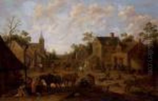 Scene Villageoise Oil Painting by Joost Cornelisz. Droochsloot