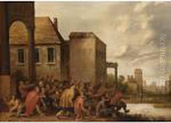 The Pool Of Bethesda (john 5:1-15) Oil Painting by Joost Cornelisz. Droochsloot