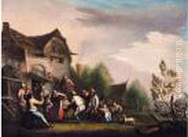 La Danse Devant L'auberge Oil Painting by Joost Cornelisz. Droochsloot