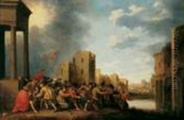 Signiert Und Datiert Unten Rechts: Jc Droochsloot 1642. Oil Painting by Joost Cornelisz. Droochsloot