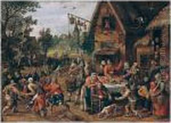 A Village Kermesse Oil Painting by Joost Cornelisz. Droochsloot