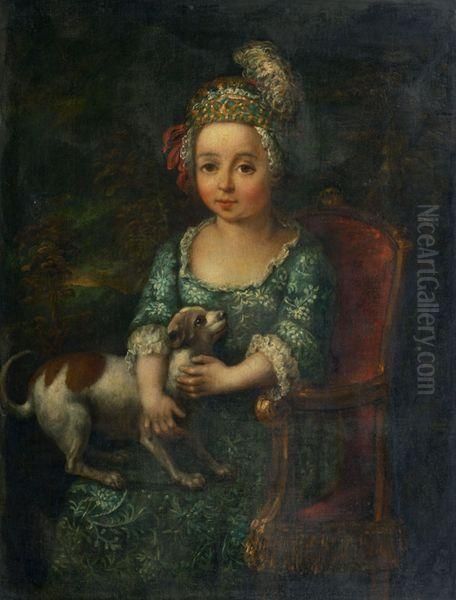 Jeune Fille Au Chien Oil Painting by Francois-Hubert Drouais