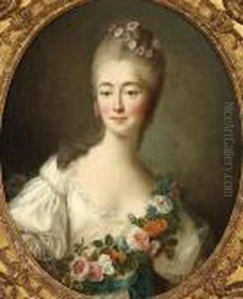 Portrait De Madame La Comtesse Du Barry En Flore Oil Painting by Francois-Hubert Drouais