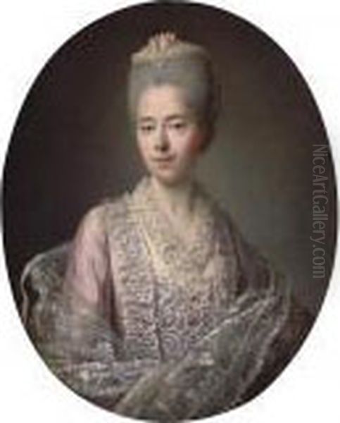 Portrait De Guillemette Moulin De La Raciniere, Madamed'angot Oil Painting by Francois-Hubert Drouais