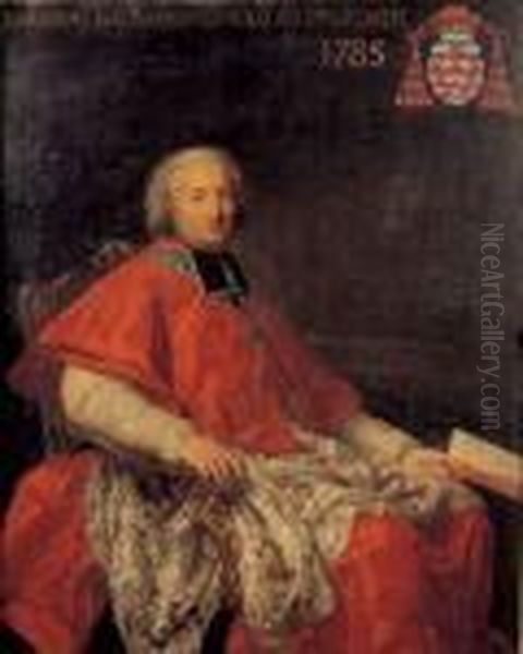 Portrait Du Cardinal De La Rochefoucauld Oil Painting by Francois-Hubert Drouais