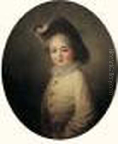 Portrait Du Jeune Herault De Sechelles En Habit De Pierrot Oil Painting by Francois-Hubert Drouais