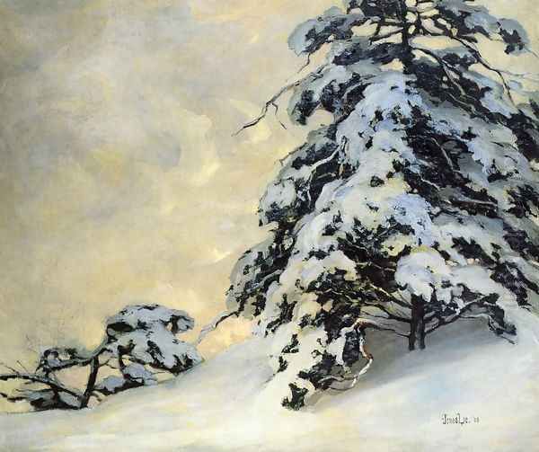 After the Snowfall Oil Painting by Jonas Lie