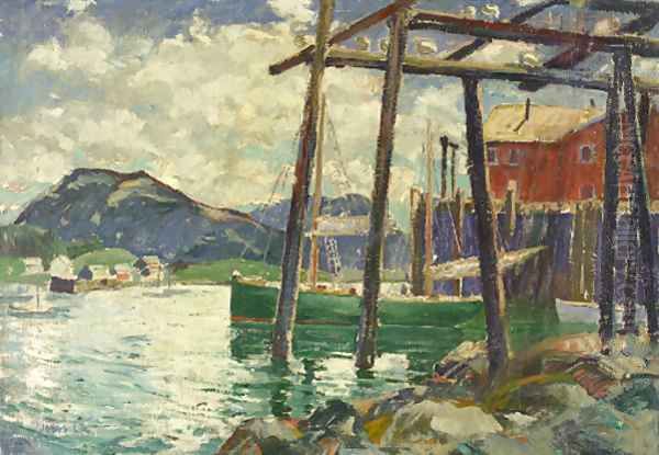 Old Wharfs Oil Painting by Jonas Lie