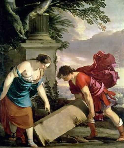 Theseus and his Mother Aethra Oil Painting by Laurent De La Hyre