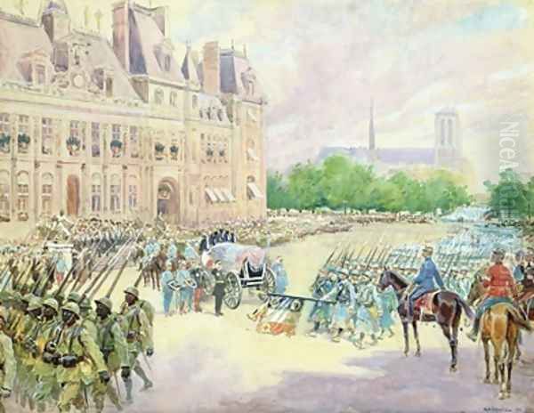 Funeral of General Joseph Gallieni 1849-1916 Oil Painting by Alphonse Lalauze