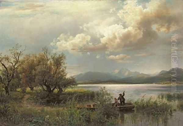 Bayern Landscape Oil Painting by August Wilhelm Leu