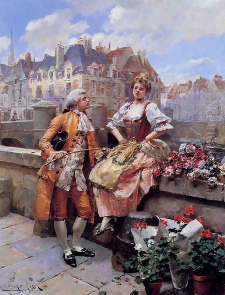 The Flower Seller Oil Painting by Henri Victor Lesur