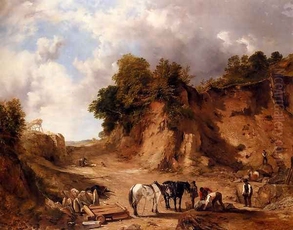 A Stone Quarry Oil Painting by Frederick Richard Lee, R.A.