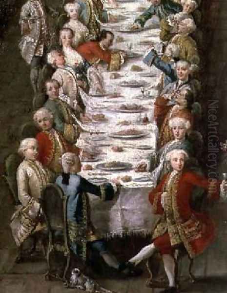 A Banquet in the House of Nanni in the Jewish Quarter Oil Painting by Pietro Longhi