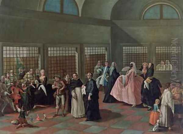 The Visiting Parlour in the Convent Oil Painting by Pietro Longhi