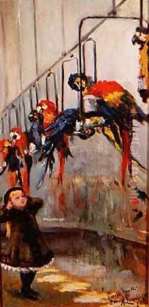 The Parrot House London Zoo Oil Painting by Albert Ludovici