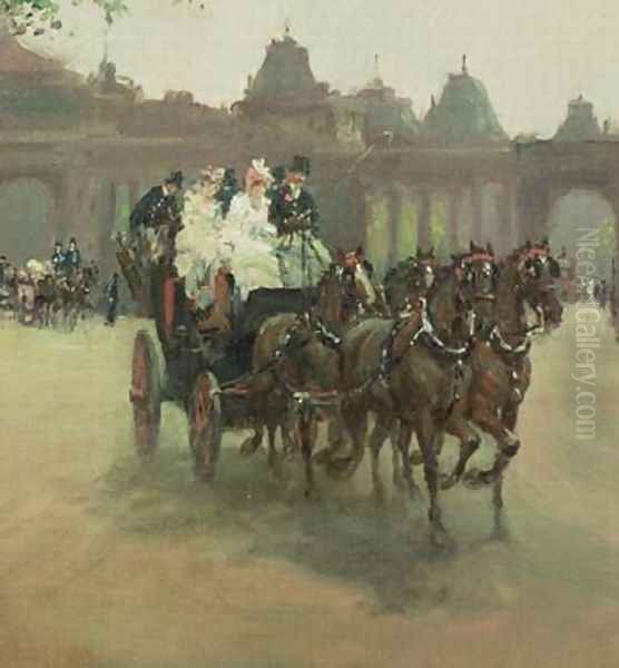 Carriages at Hyde Park Oil Painting by Albert Ludovici