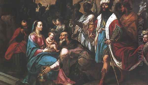 Adoration of the Magi Oil Painting by Georges Lallemand (see Lallemant)