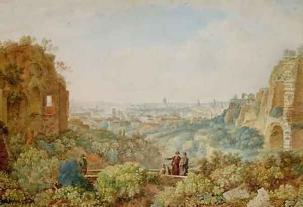 View of Rome from the Palace of the Caesars Oil Painting by Henri L'Eveque