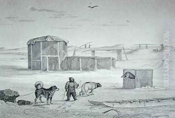 Eskimaux House built of ice Igloolik Oil Painting by Captain George Francis Lyon