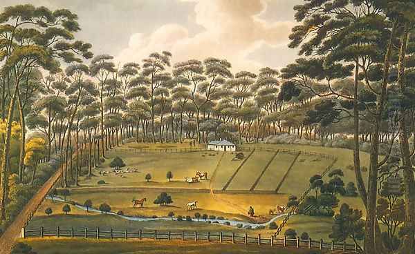 Raby - a Farm Belonging to Alexander Riley Esq. NSW Oil Painting by Joseph Lycett