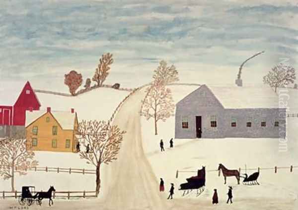 Amish Village Oil Painting by H.F. Lang