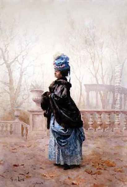 An Elegant Lady Oil Painting by Maurice Leloir