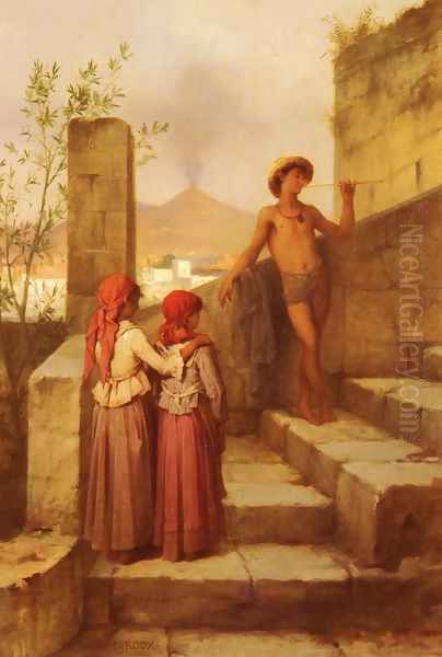 Au Tombeau De Virgile (At the Tomb of Virgil) Oil Painting by Louis Hector Leroux