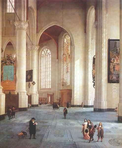 Interior of the St Laurenskerk in Rotterdam 1660-65 Oil Painting by Anthonie De Lorme