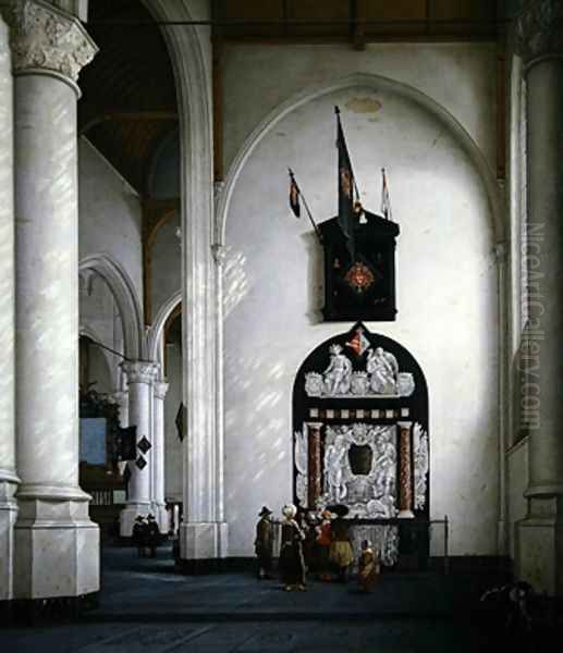 The interior of the Laurenskerk Rotterdam 1667 Oil Painting by Anthonie De Lorme